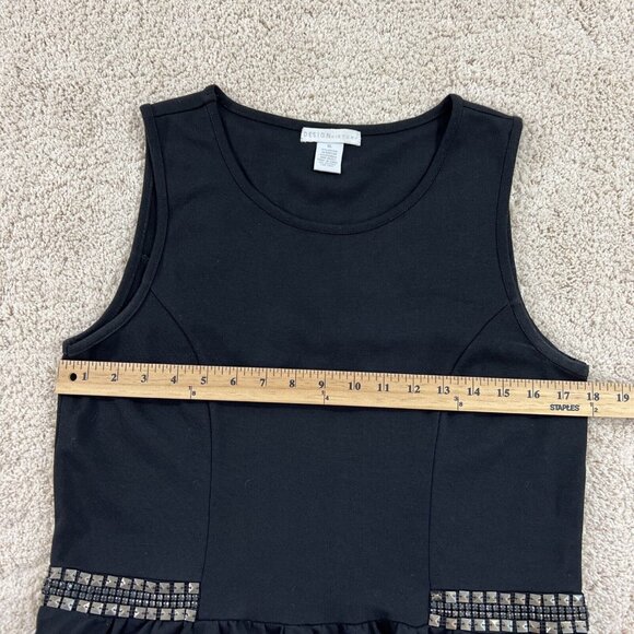 Design History Womans Blouse XXL Black Top Sleeveless Studded Embelished Stretch - Picture 15 of 16